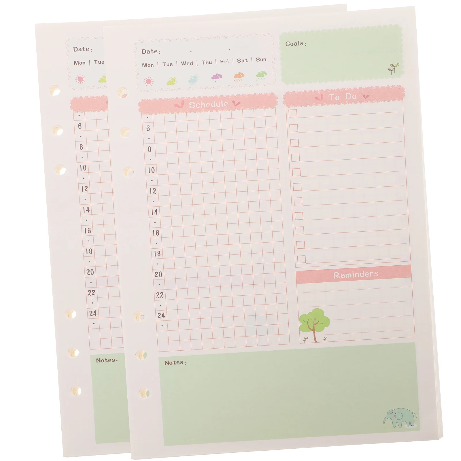 

Planner Refill Inserts 6 Ring Spiral Holes Paper Refills One Page Day