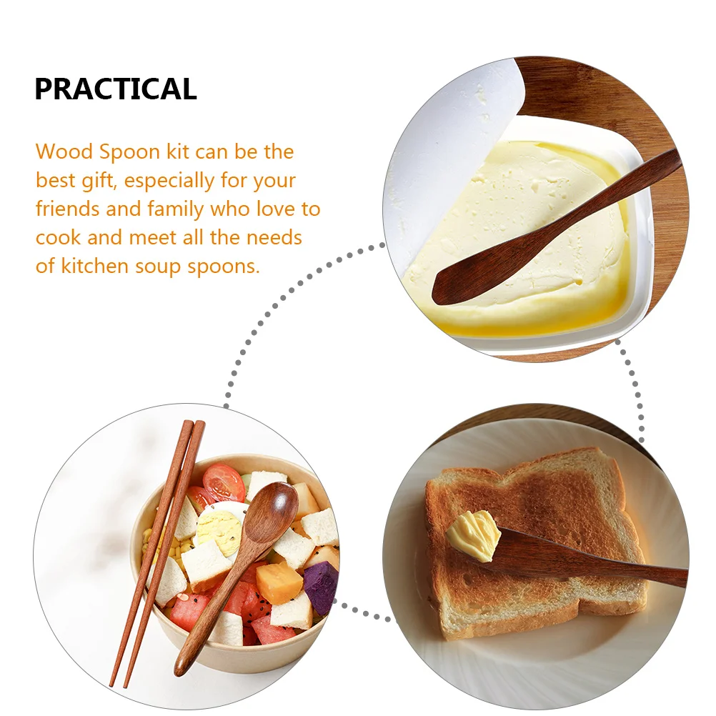 

1Set Wooden Cutlery Set Spoon Fork Chopsticks Cutter Easy Carry Kitchen Flatware Tableware Wooden Utensils