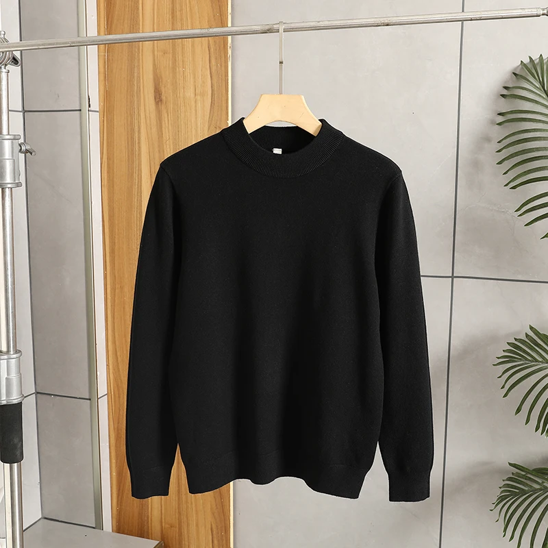

Lanzhou Wool Knitted Sweater Men's Thi f High Collar Pure Color Base Layer Warm Comfortable Fit Autumn Winter Knitwear