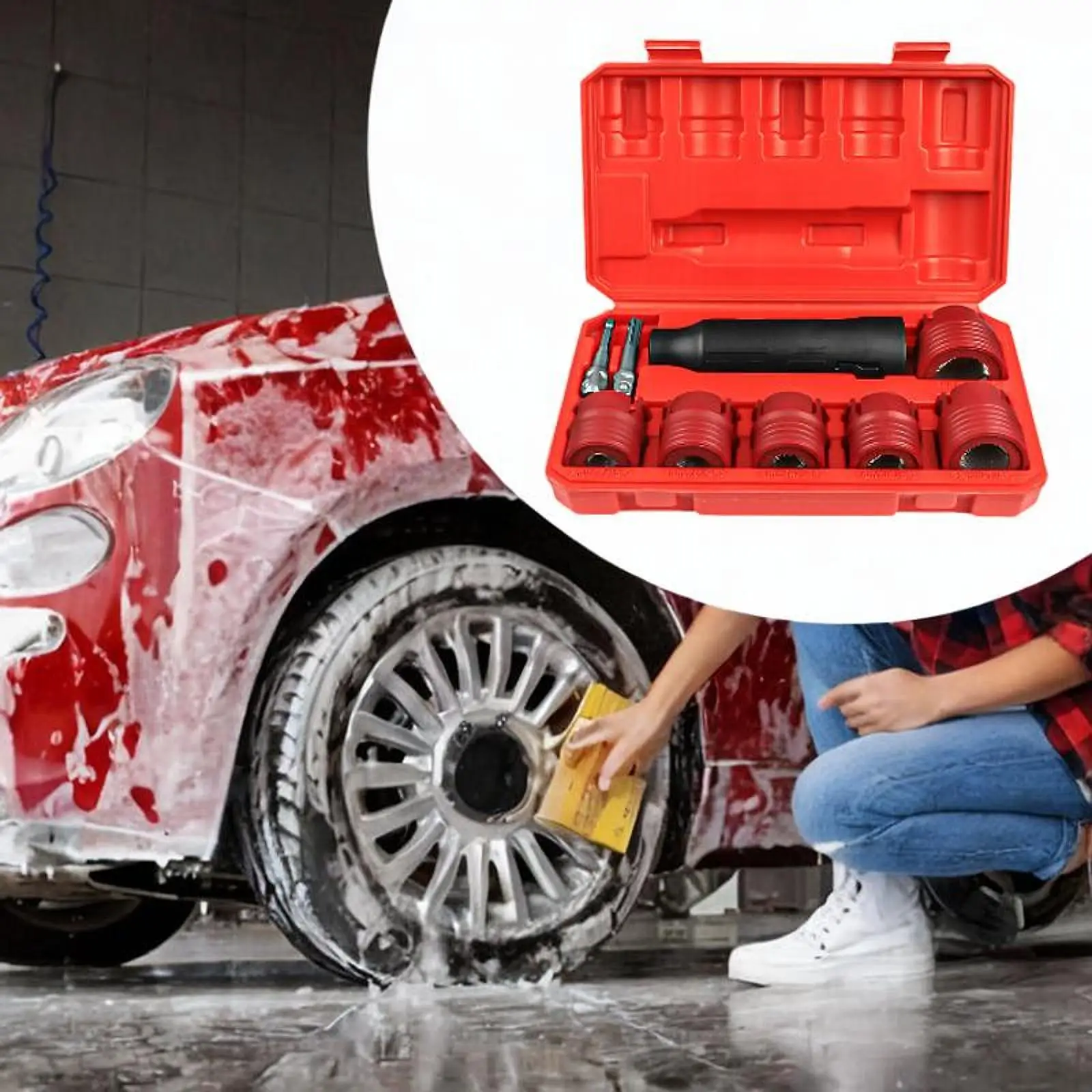 

Automotive Wheel Stud Cleaner Tool Set Maintenance Wheels Hub Cleaner for Automobile Trucks Auto Cars Detailing Vehicles