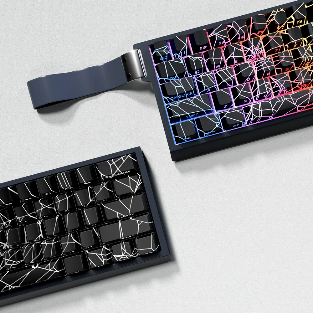 140 Keys Spider Web Side-lit PBT+PC Dye Sub Shine Through Custom Keycap for 61/64/68/84/87/100/104/108 MX Mechanical Keyboard