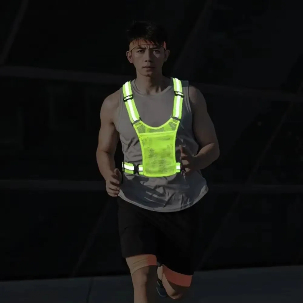 Adjustable Elastic Reflective Safety Vest Reflective Strips High Visibility Hi Vis Vest with Pockets Breathable