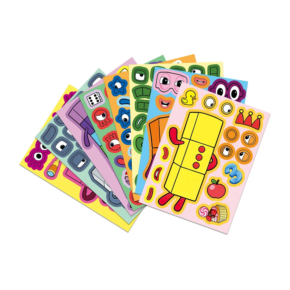 8/16 Blatt Cartoon Numberblocks Dekorative Puzzle-Aufkleber aus PVC-Material, Lernspielzeug für Kinder, Wasserfeste Party-Geschenkaufkleber – Detail 4