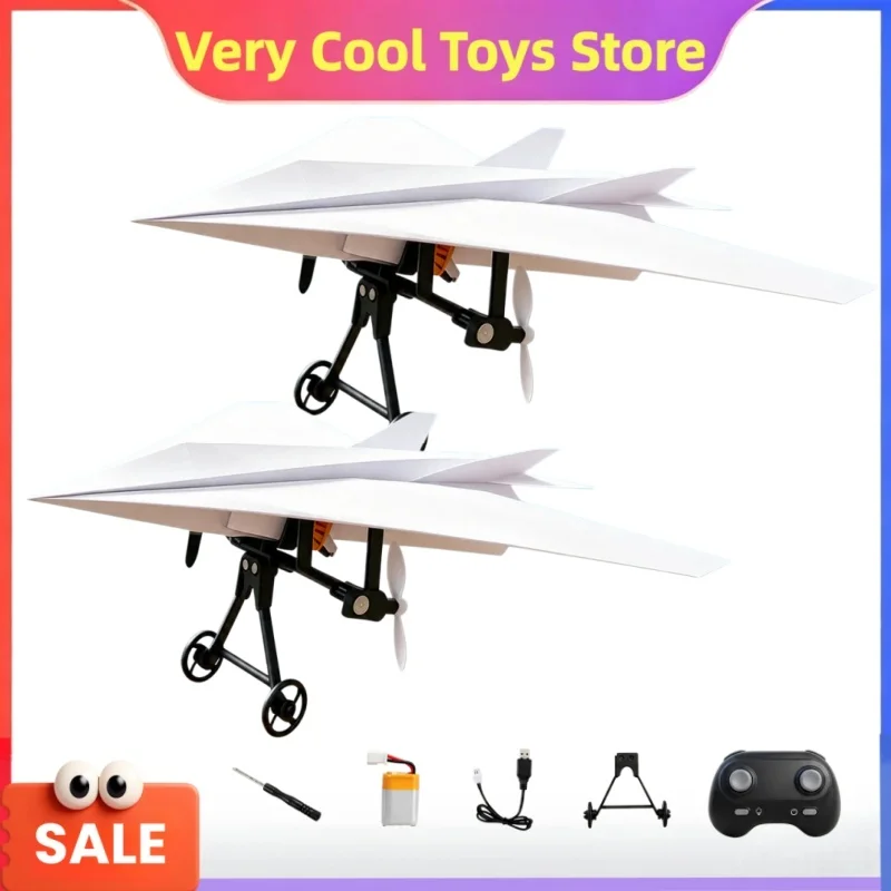 RC Paper Airplane Built in Gyroscope Electric DIY RC Paper Plane Kit Foldable Color Plane Lightweight Stable Adults Toys Gifts