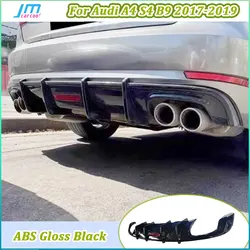 아우디 A4 S4 B9 2017-2019 글로스 블랙 리어 범퍼 립 디퓨저 스포일러 자동차 리어 디퓨저 스플리터 스포일러 바디 키트