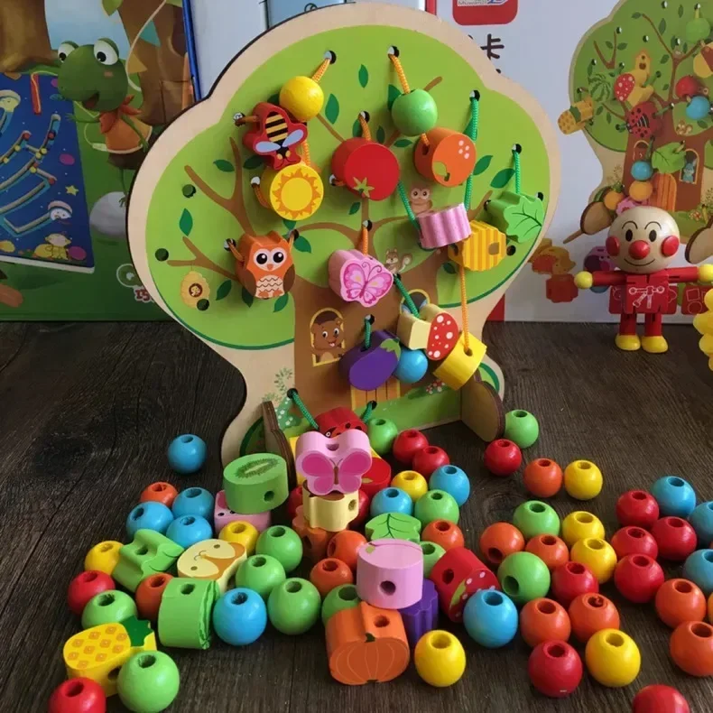 [Grappig] Mijn fruitboom Kleurrijke multifunctionele boom Houten kralen Speelgoed Onderwijs Houten speelgoed Dierenfruitkralen Montessori Speelgoedcadeau