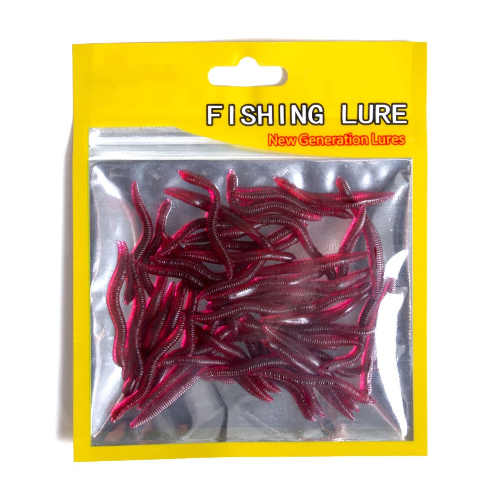 

Enhance Your Fishing Experience with 50pcs Soft Baits Earthworm Fishing Bait Red Worm Lures Crankbaits Tackle Hooks