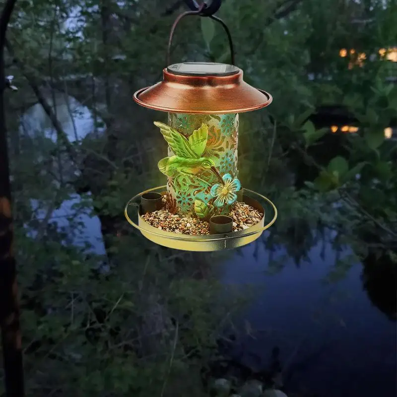 

Wild Bird Feeder Outdoor Bird Feeder With LED Light Solar Garden Light For Yard Outside Outdoor Garden Landscape Decoration