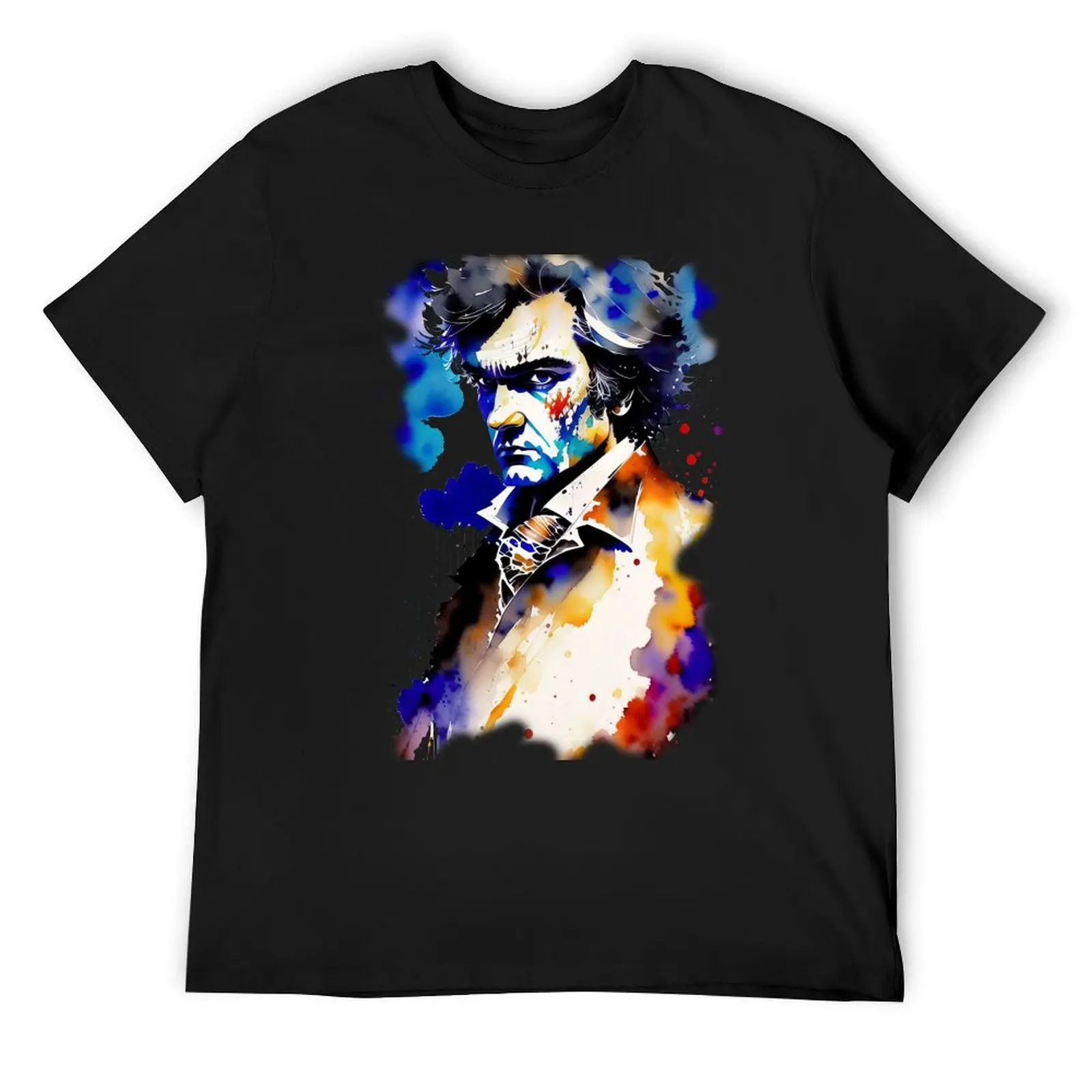 Ludwig van Beethoven portrait in watercolor T-Shirt plus size tops plus sizes quick drying Short sleeve tee designer t shirt men