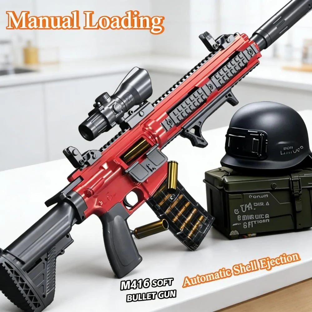 

Игрушечная штурмовая винтовка M416 с ручной зарядкой и выбросом гильз, стреляющая мягкими пулями, для игр на открытом воздухе, подарок на день рождения для взрослых и мальчиков