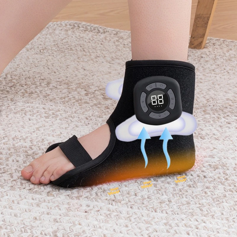 Wireless Electric Foot and Ankle Massager with Heat Vibration Air Compression for Pain Relief Muscle Relaxation Home Use Massage