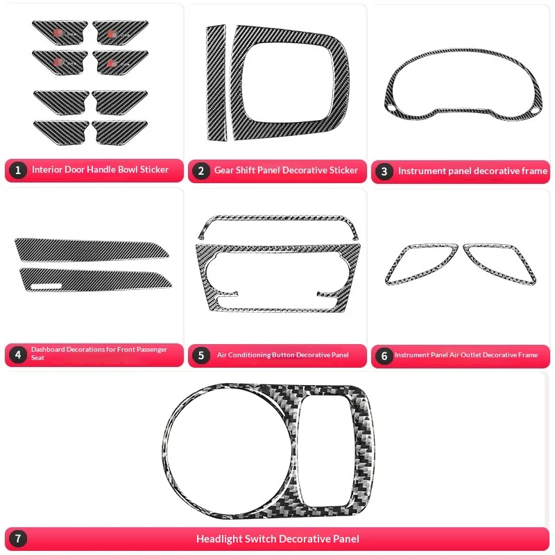 

For Audi Q3 Interior Upgrade Carbon Fiber Trim for Cup Holder Dashboard Door Light Decoration