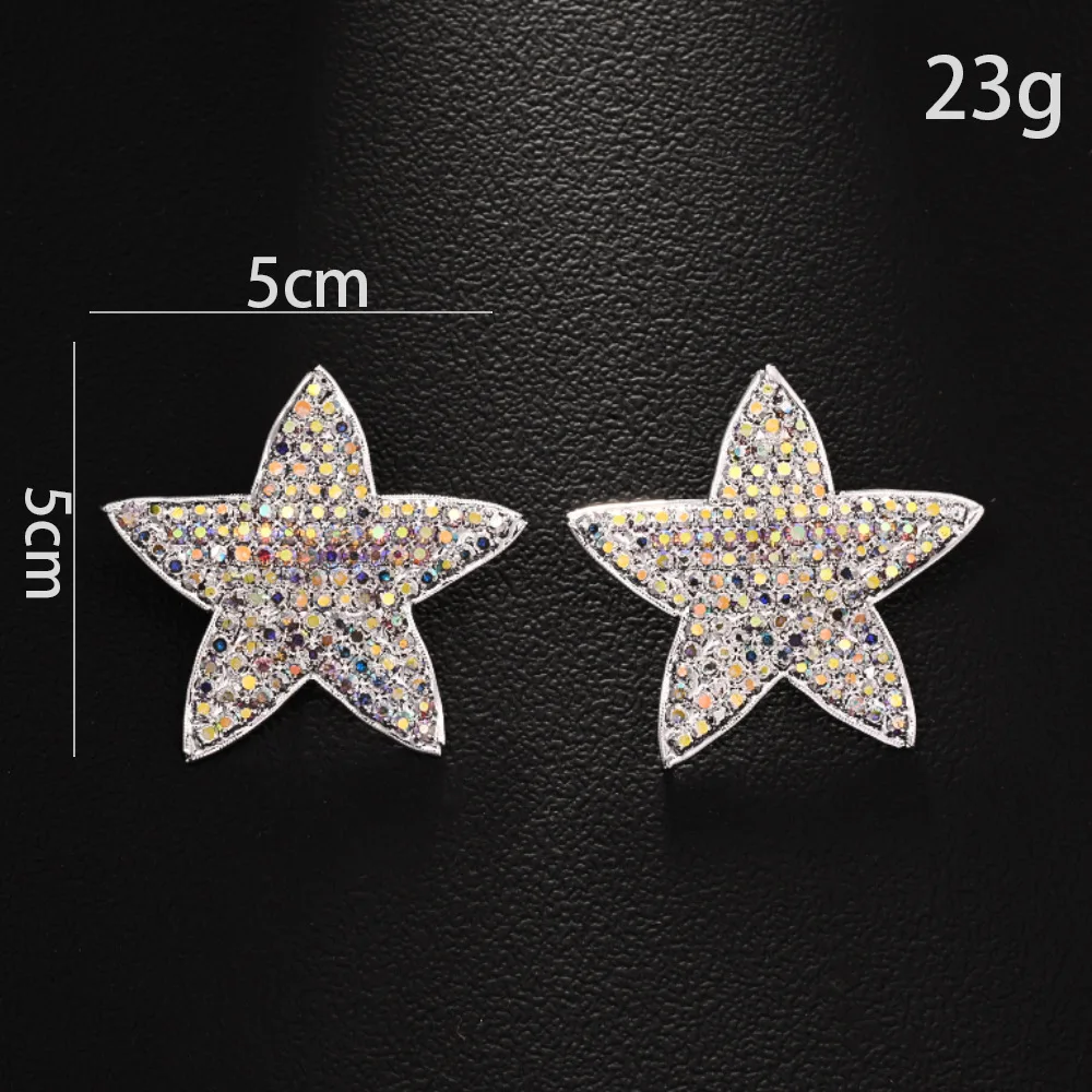 New color five-pointed star earrings high-end sense rhinestone stud earrings trendy accessories women's earrings