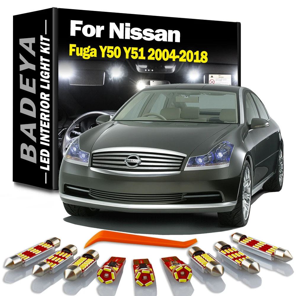 

BADEYA светодиодный комплект освещения внутренней дверной пластины для Nissan Fuga Y50 Y51 2004-2013 2014 2015 2016 2017 2018 автомобильные лампы для чтения Canbus