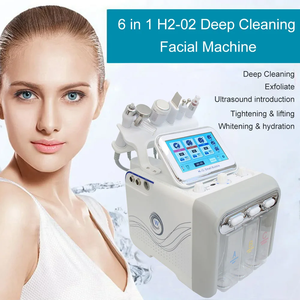 6 In 1 Water Zuurstof Gezichtsmachine Diepe Reiniging Aqua Peeling Aanscherping Hydro Dermabrasie Bubble Huidverzorging Spa Schoonheidsapparaat