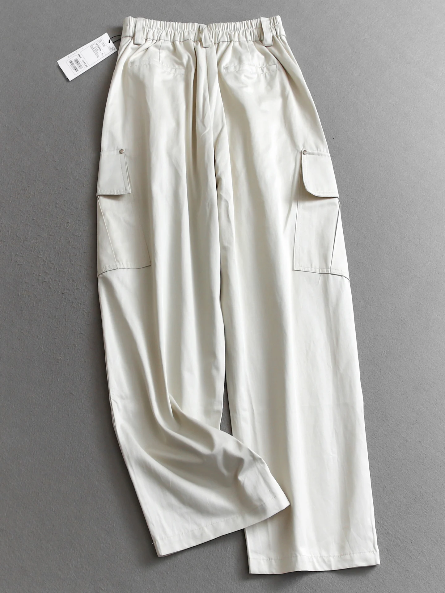 High Waist Pure Color Side Pocket Casual Pants Women's Workwear Loose Fit Cotton Straight Leg Trousers Autumn New Style