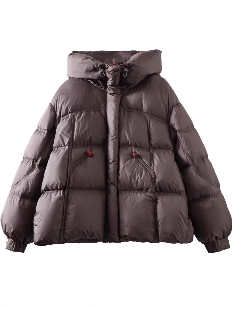 

Winter New Hooded Warm Short Cotton Jacket Women's Light Luxury Puff Fashion Thick Long Sleeved Coat Versatile Loose Zipper Top