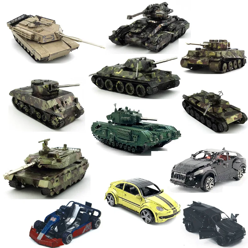 Modèle de Puzzle 3D assemblé en métal en acier inoxydable de couleur, réservoirs/véhicules/camions, modèle de jouet de création manuelle de bricolage, ornement, XT58