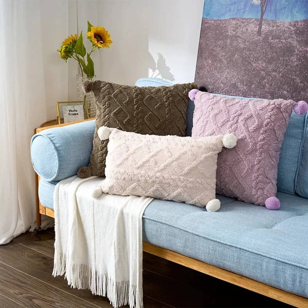Kissenbezug Plüsch Kissenbezug für Sofa Wohnzimmer Grometrische Housse De Coussin 45*45 Dekorative Kissen Nordic Home Decor – Detail 8
