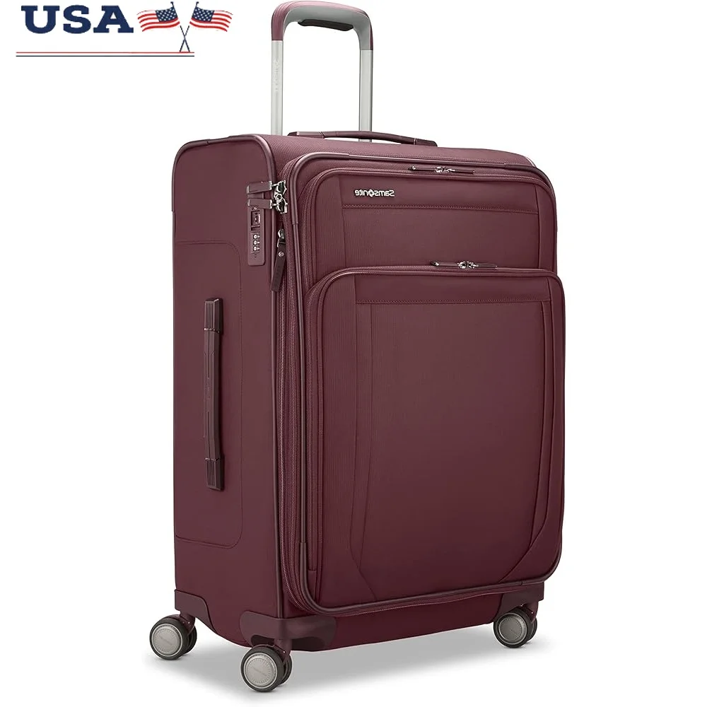 

Expandable Luggage with Spinner Wheels Durable Recyclex Fabric Custom Height Handle Shock Absorbing Wheels Zipper Repair Kit