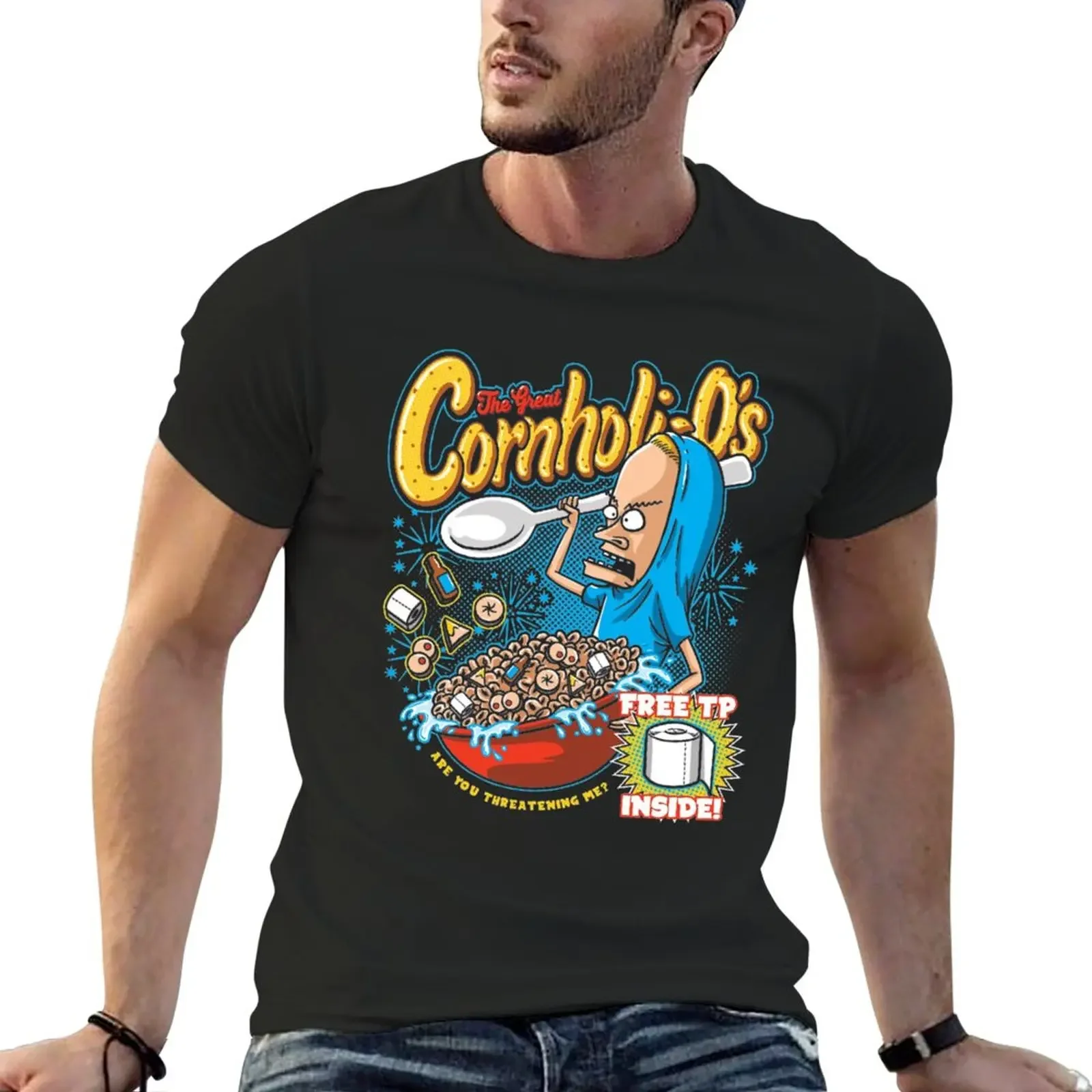 

Футболка Cornholio, футболки большого размера, мужские футболки, Забавные футболки