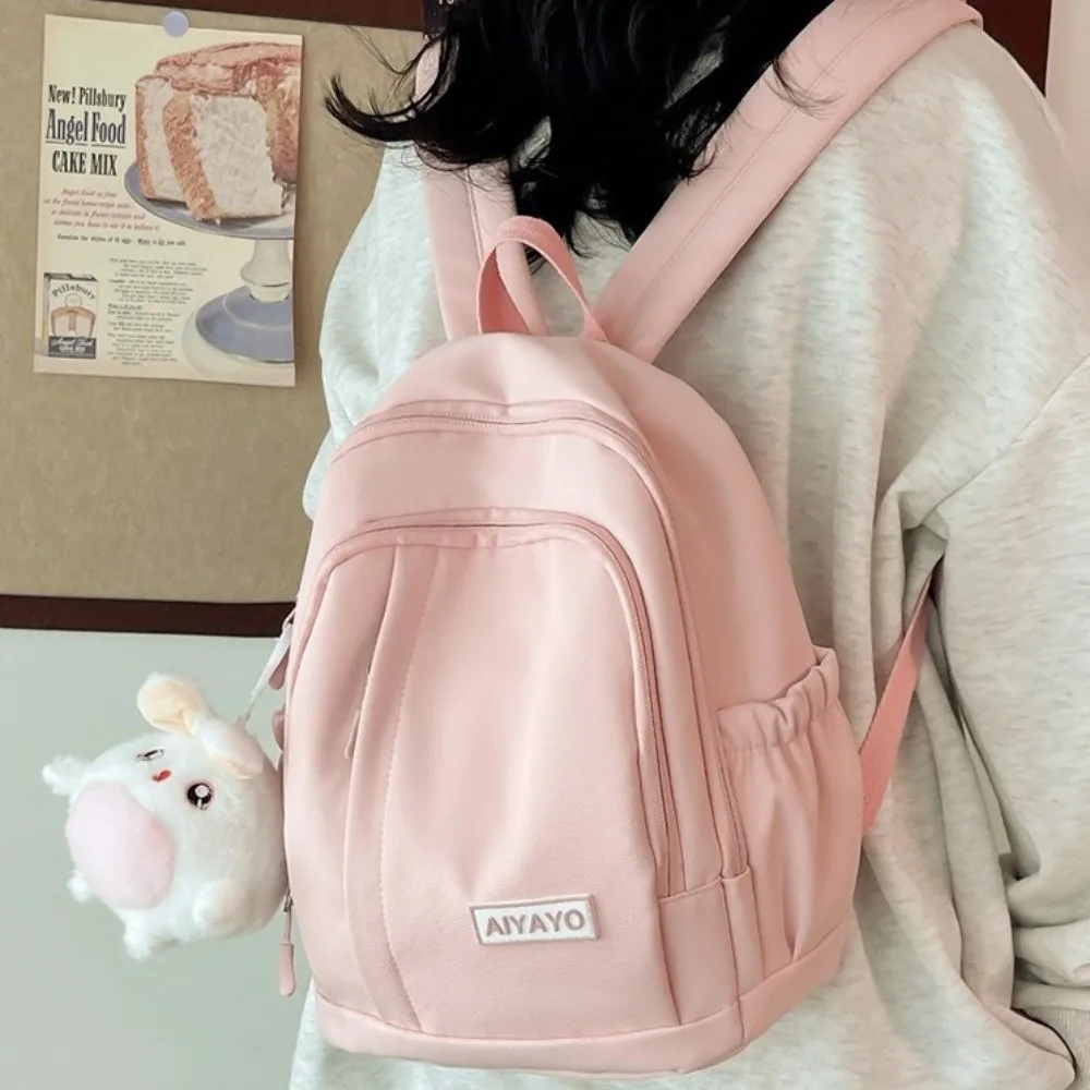 

Нейлоновые рюкзаки для девочек с несколькими карманами, большие вместительные школьные сумки для студентов, однотонные подростковые сумки на плечо в японском стиле, дорожные сумки