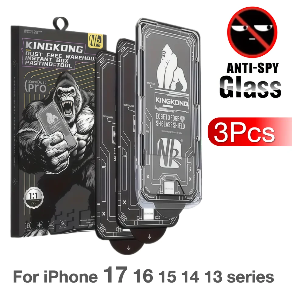 3 Piezas para Apple iPhone 17 Pro Max 16 15 14 Plus 13 Air Vidrio Templado Anti-Peeping Protector de Pantalla 9H Sin Polvo Accesorios