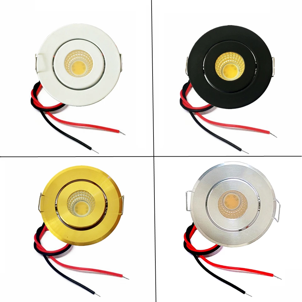 12V Mini Spotlight COB LED Downlights Ceiling Light 3W Adjustable Drive Free Down Lights Showcase Cabinet Recessed Lighting