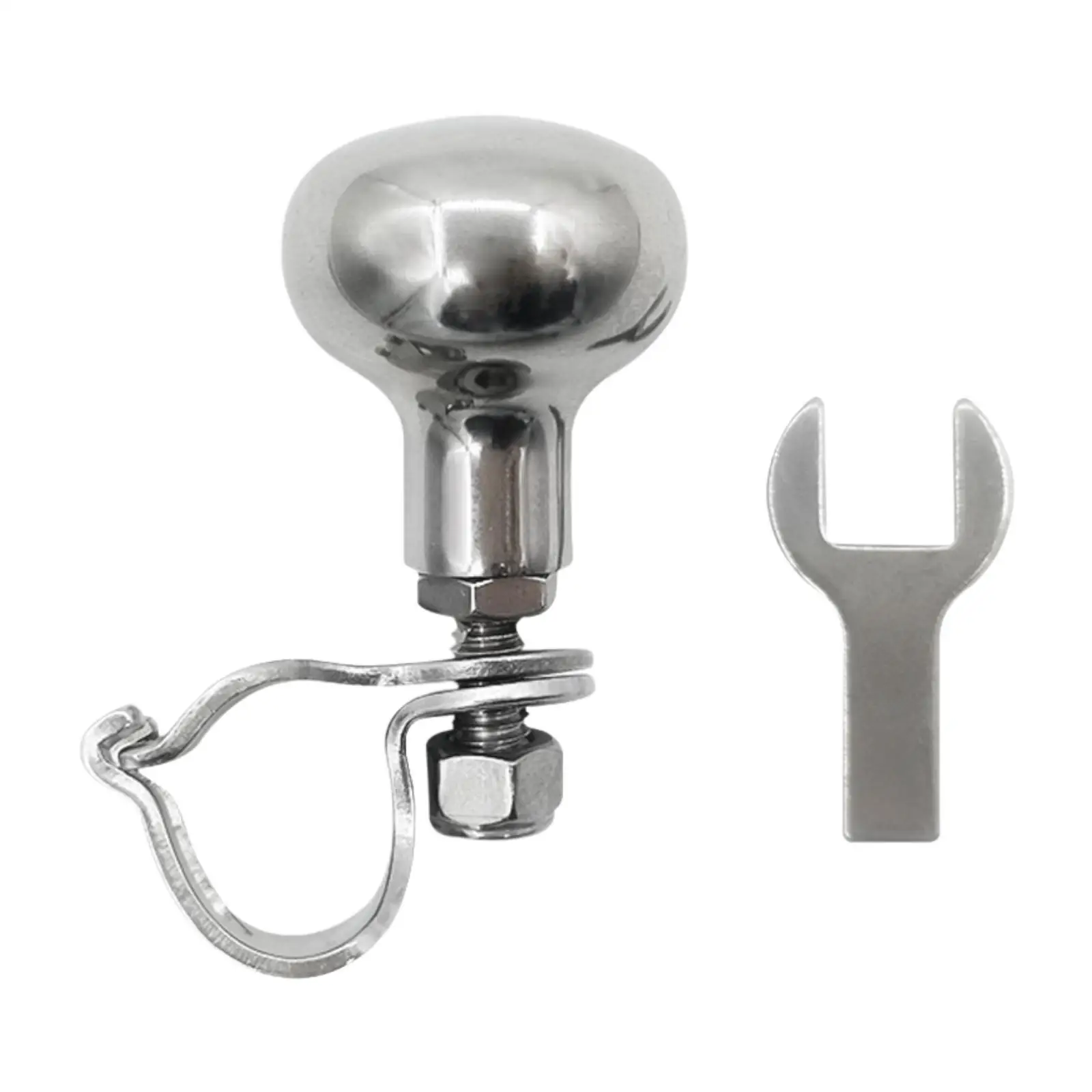 Silver Spinner Knob for Boat Steering Wheel Durable Stainless Steel Power Handle Attachment Marine Vehicle Accessory for Rvs