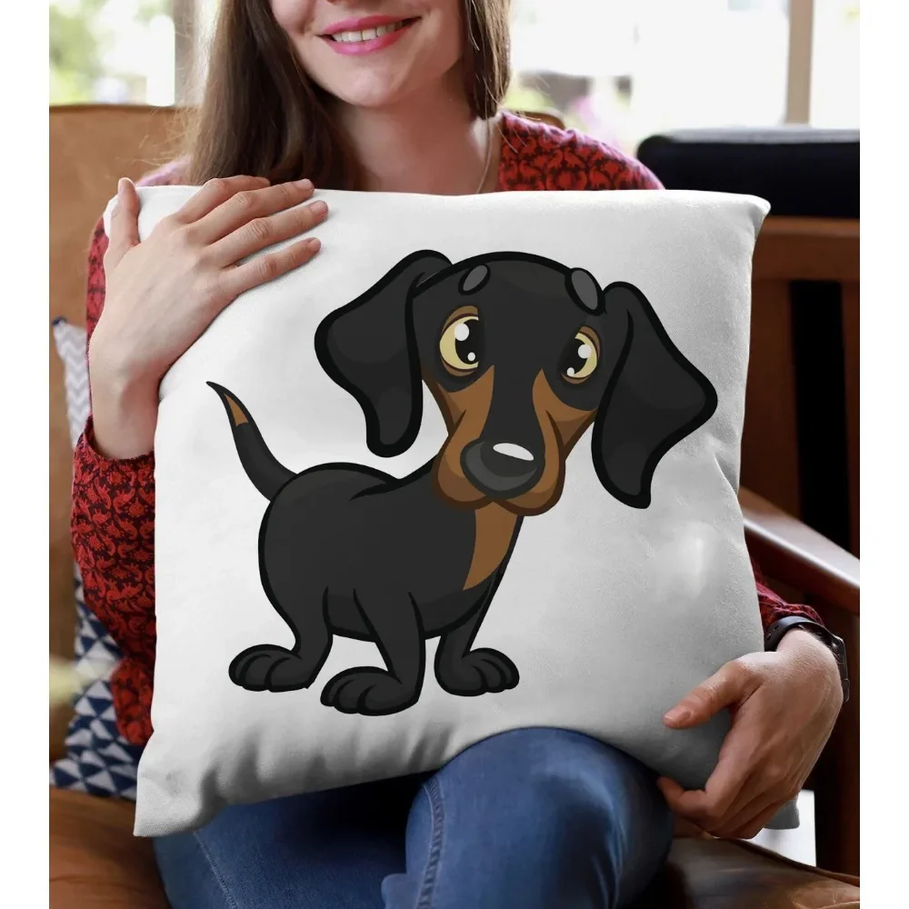 Love Sausage Dog Pillowcase Dachshund Art Polyester Cushion Cover Bedroom Sofa Living Room Decor