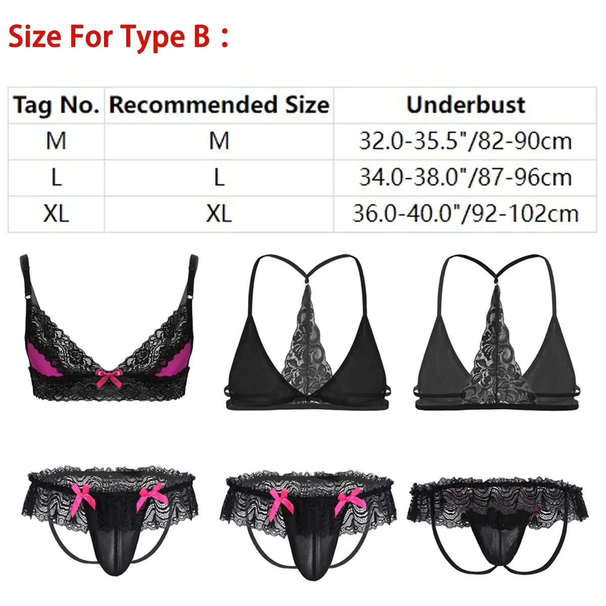 Men Sexy Lace Lingerie Set Erotic Sissy Bra Top with Bulge Pouch Briefs Panties Outfits Gay Male Crossdress Underwear Nightwear