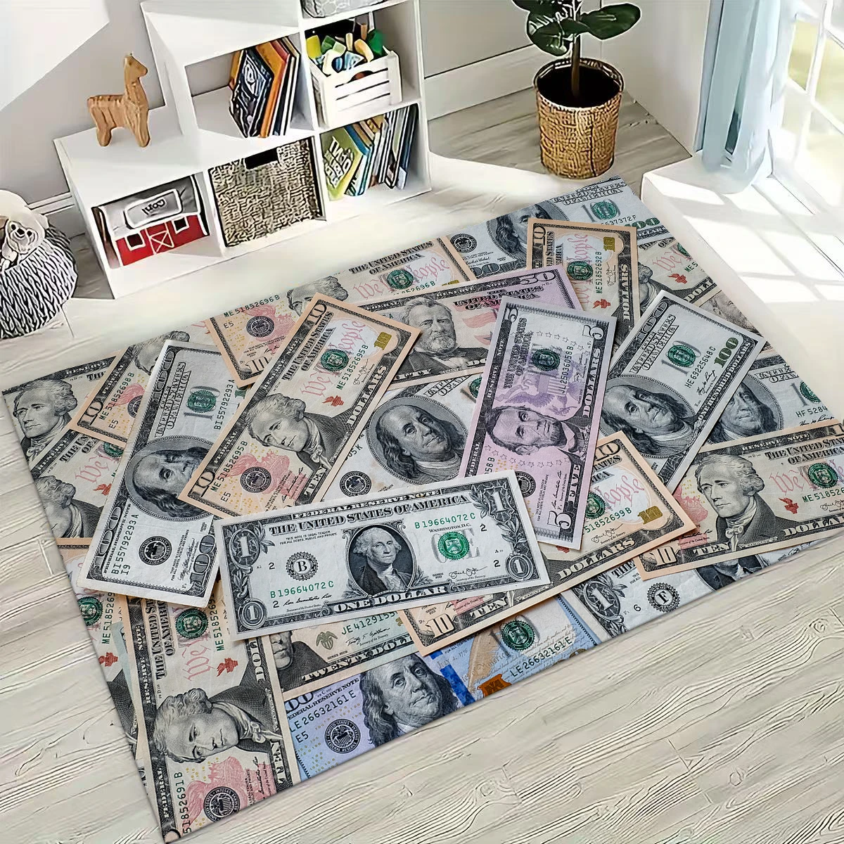 

3D Personality Money USD Euro RICH Pattern Rug for Bedroom Living Room Sofa Home Doormat Decor,Large Kid Play Non-slip Floor Mat
