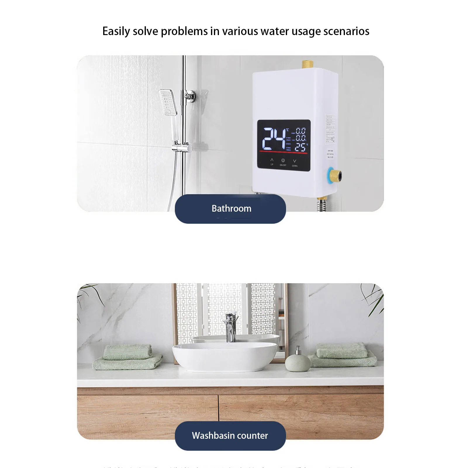 

Tankless Water Heater Electric Instant Hot Faucet with LCD Touch Digital Screen for Kitchen Bathroom Apartment Home 110V/220V