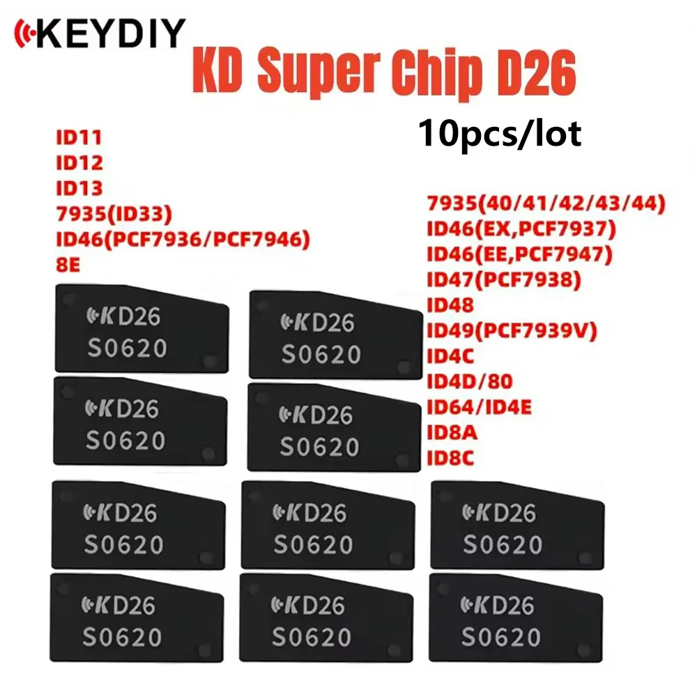 

10 шт. KEYDIY KD Super Chip D26 Транспондерный чип Поддержка PCF7935 PCF7936 ID46 ID47 ID48 ID49 ID4D ID80 ID64 ID4E 11 12 ID13 8A 8C
