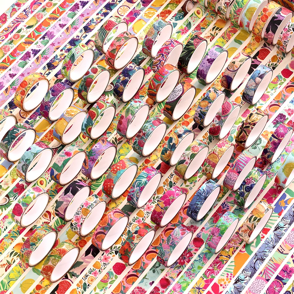 48 Rolls Vintage Washi Fruit Tape Set 10mm (0.4 inch) Wide Thin Decorative Washi Tape Set For Journaling Scrapbooking Supplies 