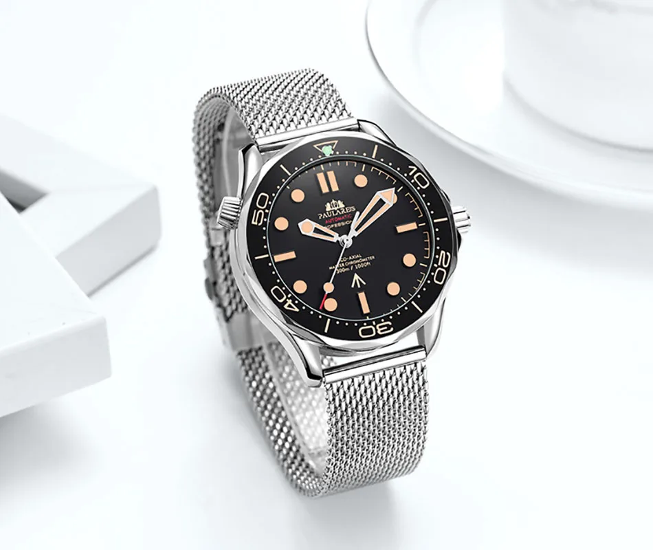 

Casual Sport Watches for Man Stainless Steel Band Automatic Mechanical Wristwatches Waterproof Men Clock with Luminous Pointers
