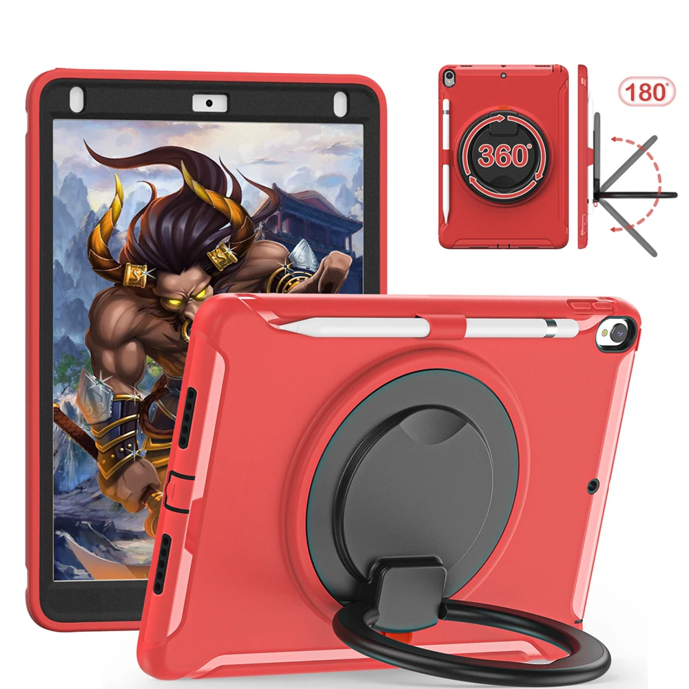 

Kids Safe Shockproof TPU + PC Pull Ring Stand Tablet Cover For Apple iPad Air 3 2019 Pro 10.5 2017 A1701 A1709 A2123 A2152 Case