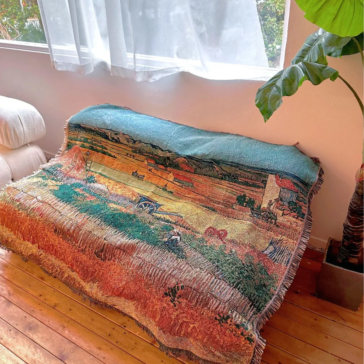 Landscape Oil Painting Blanket Single Sofa Towel Atmosphere Jacquard Woven Throw Blanket Bed Cover Decorative Artistic Tapestry