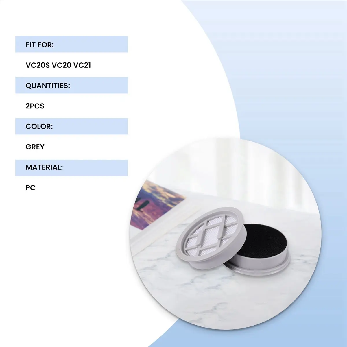ABJS - 2 filtros para aspiradora de mano VC20S VC20, accesorios para piezas de aspiradora