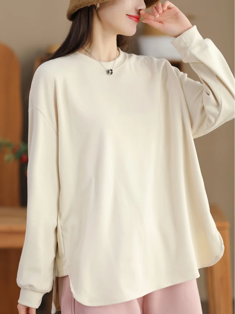 Winter Faion Miey Camere Women's Pullover irt Inner Wear T-irt Base Layer Long Sve round Ne Commute Sle