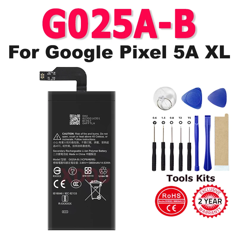 

New G025A-B Mobile Phone Li-Polymer Battery For Google Pixel 5A XL 3080mAh Spare Part Replacement G025A-B+ Tools
