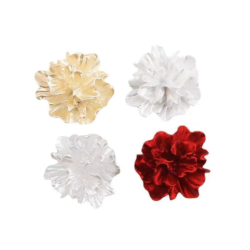 10Pcs/lot Flat Back Resin Cabochon  Pearl White Red Champagne Gold Color 3D Rose Flower Charm Fit Phone Embellishment DIY Making