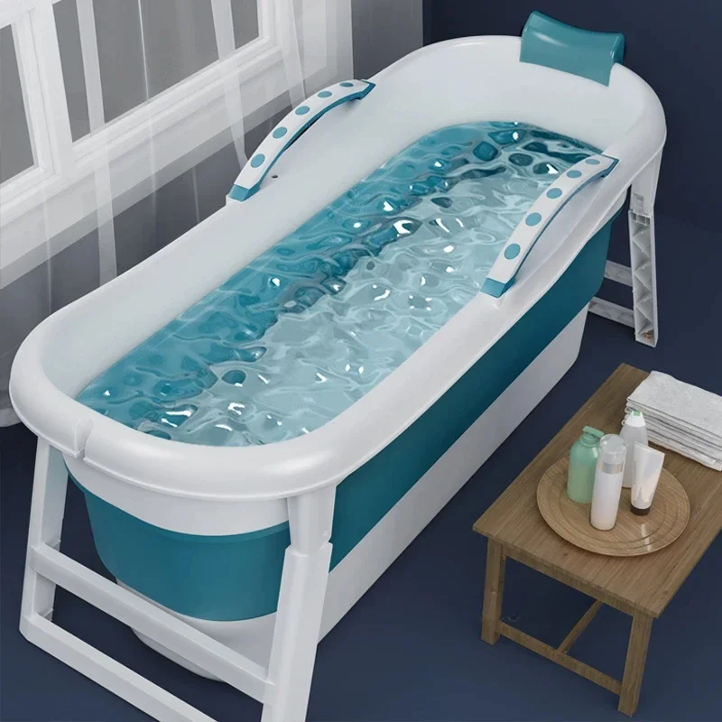 Simple Plastic Foldable Bathtubs Enlarged and Heightened Bathtub Full Body Adult Portable Bathtub Bathroom Home Children's Bath