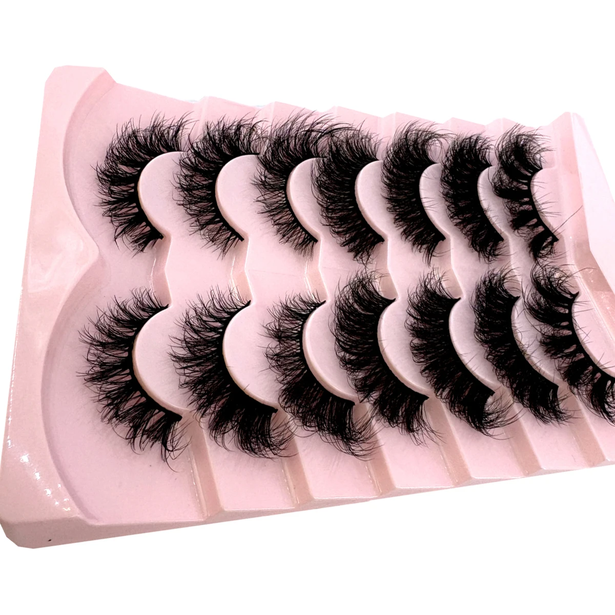 Nowe 7 Par Sztucznych Rzęs, Delikatne Rzęsy Naturalny Wygląd, Sztuczne Rzęsy Kocie Oko, Sztuczne Rzęsy z Imitacji Norki, Puszyste Rzęsy w Paskach, Zestaw