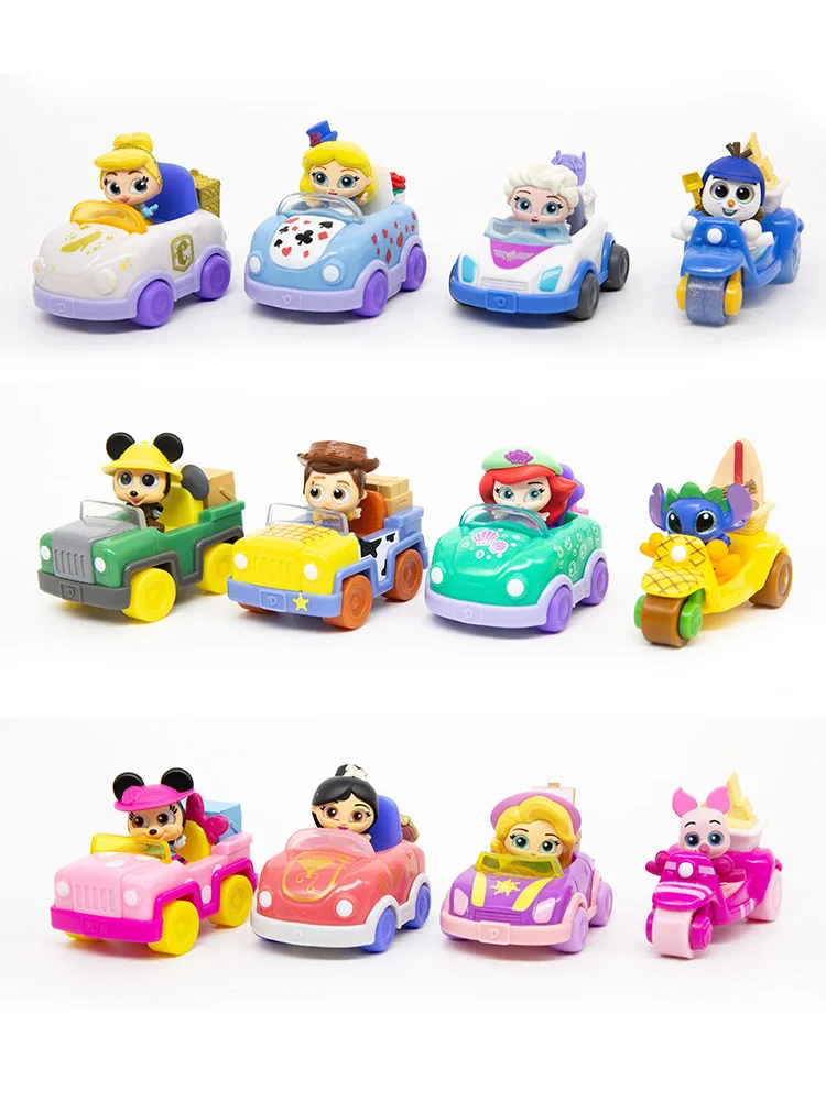 

Doorables Disney Cartoon Figurine Cute Doll Rare Glittery Eyes Figure with Vehicle Slide Car Collection Children Gifts