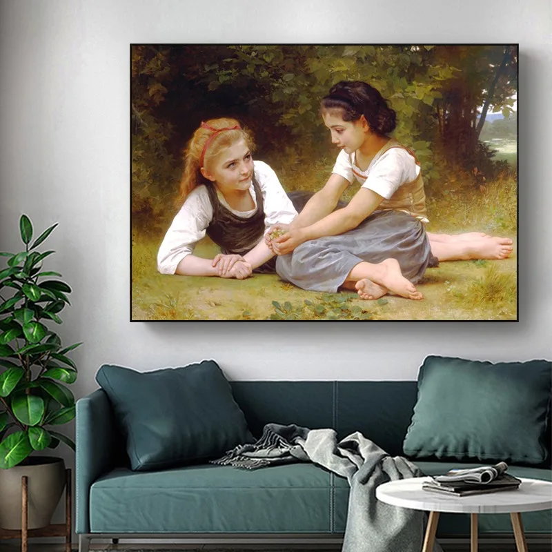 Bouguereau Masterpiece Canvas Print Vintage French Oil Painting Reproduction Mother Child Angel Classic Gallery Wall Art Decor