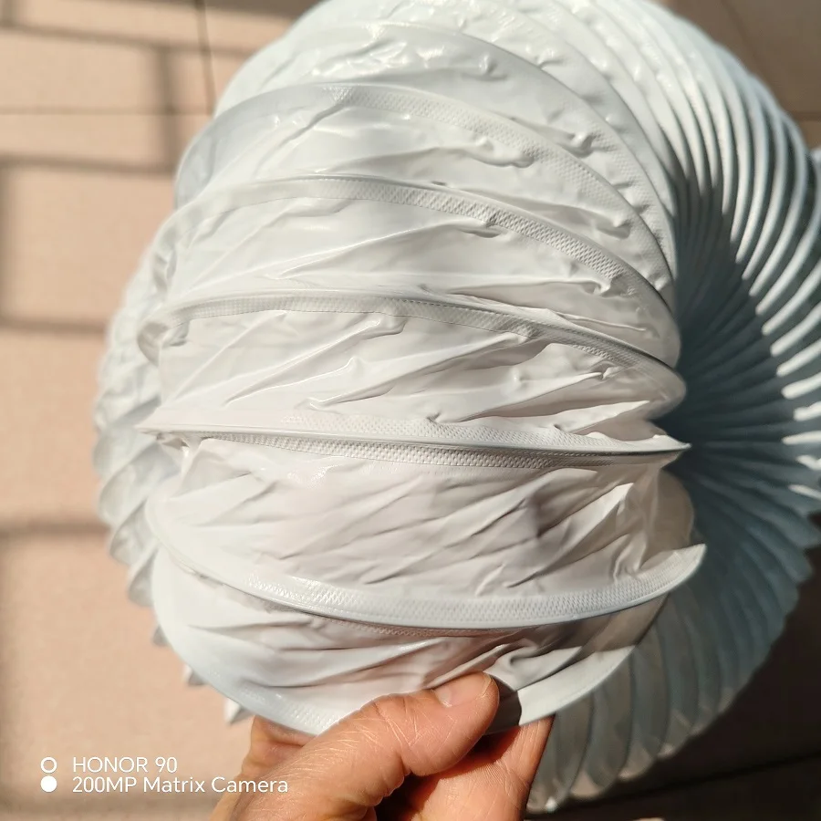 6Inches/150MM White PVC Exhaust Hose,Flexible Ventilate Pipe for Kitchen Range Hood/Printing Machine/Greenhouse Outlet
