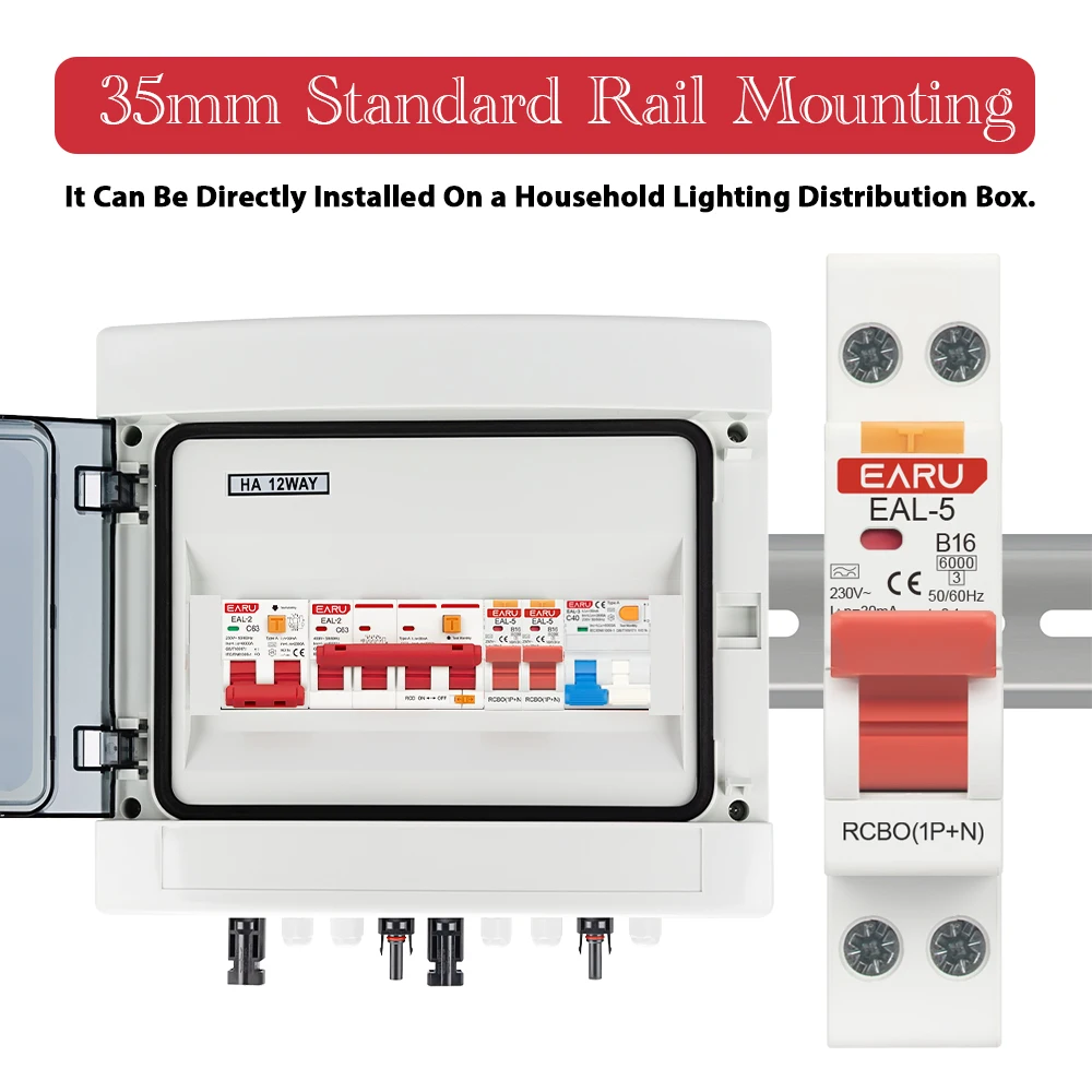 RCBO نوع A قطاع دارة أوتوماتيكي متبقي 1P + N 2P 6A 10A 16A 20A 32A 40A منحنى C/B حماية التسرب الحالي 30mA