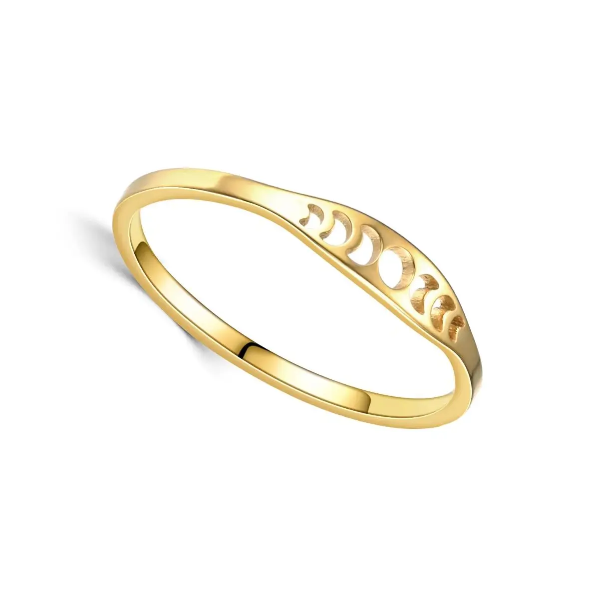 Stainless Steel Crescent Moon Phase Ring Witch Amulet Skyrim Inspired Fashion Jewelry for Women Wholesale