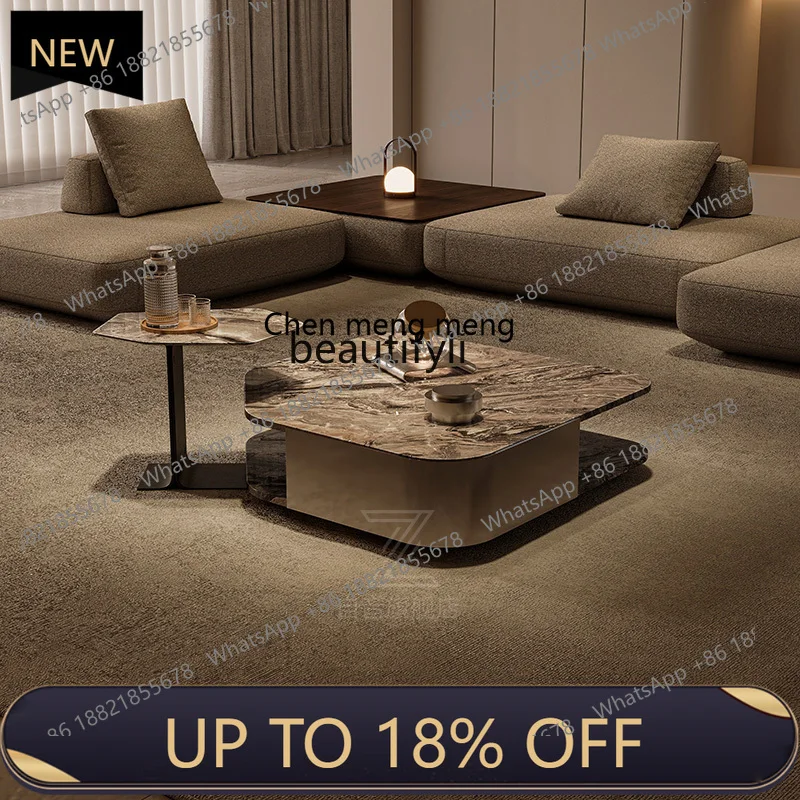 

P178 Artificial Marble Coffee Table Irregular Shaped Square Combination Modern Minimalist Italian Style Light Luxury Living Room